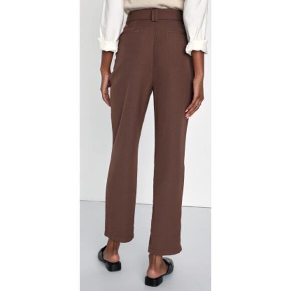 LULU'S XS Posh Promotion Brown Twill High Rise Tapered Trouser Pants NEW B172 - Picture 2 of 12